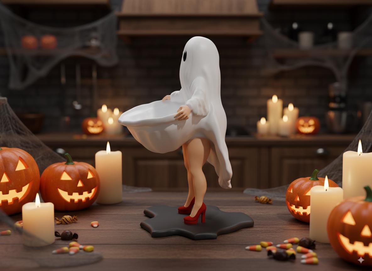Halloween Ghost Candy Dish – 3D Printed Resin Bowl with Wrapped Candy