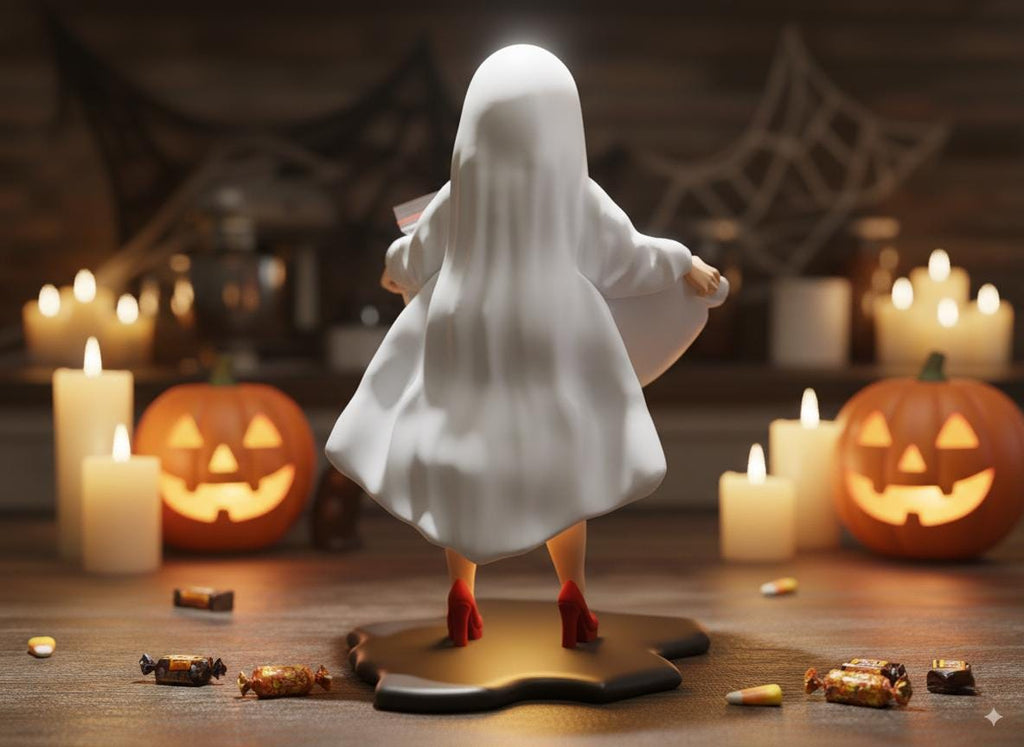 Halloween Ghost Candy Dish – 3D Printed Resin Bowl with Wrapped Candy